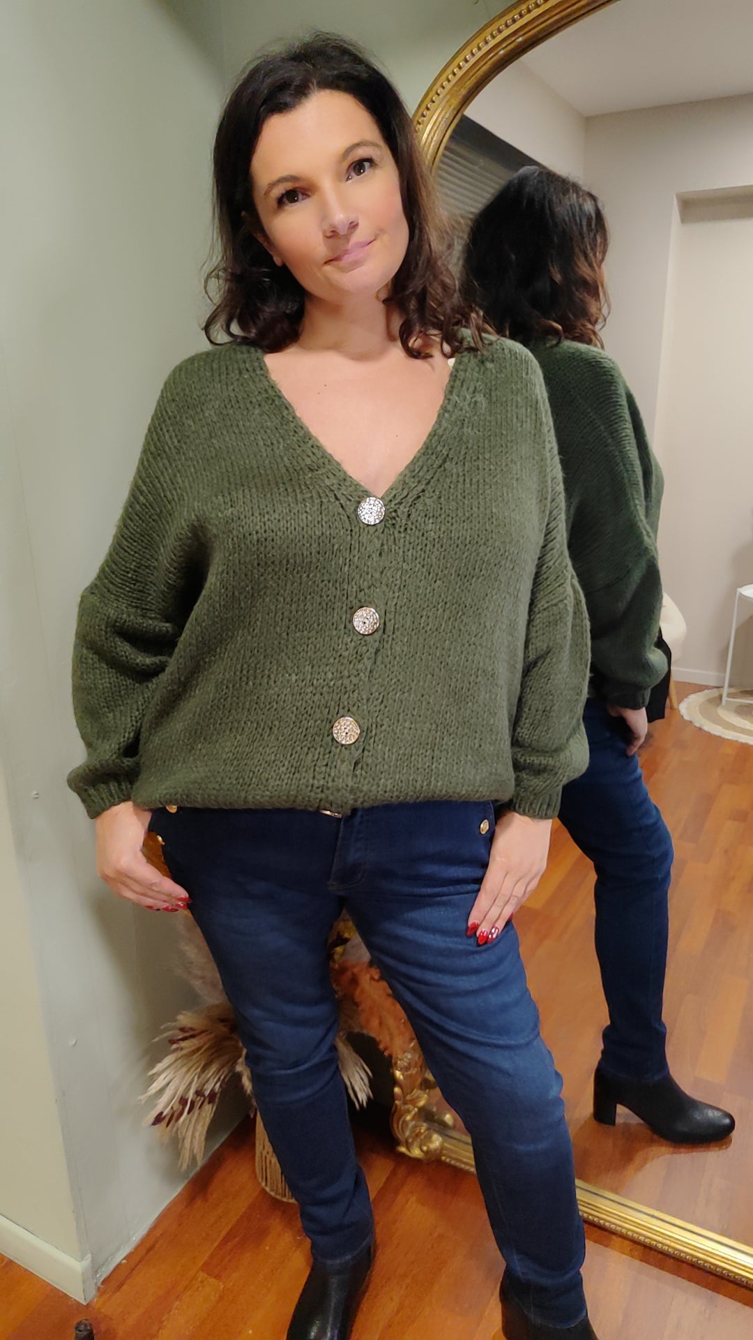 Gilet doux boutons dorés