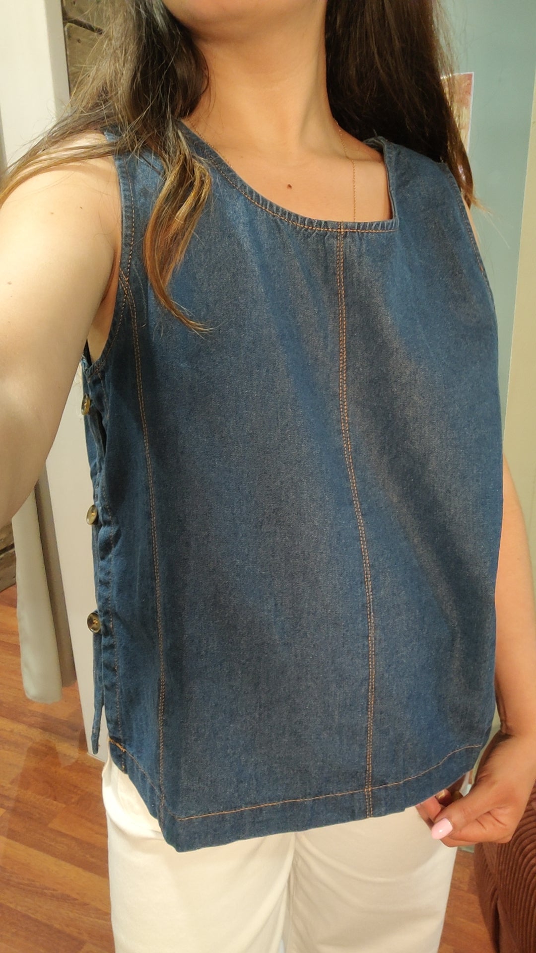 Top en jean boutons