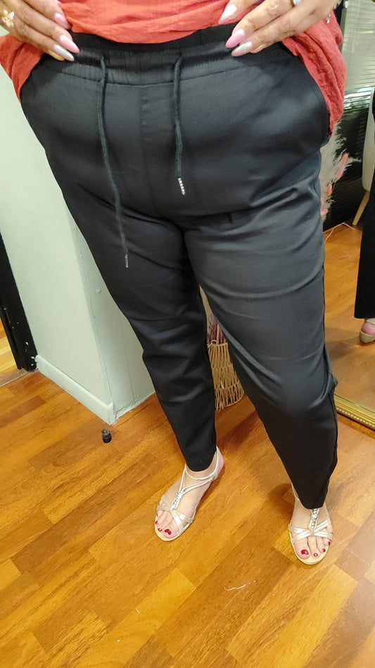 Pantalon noir effet lin