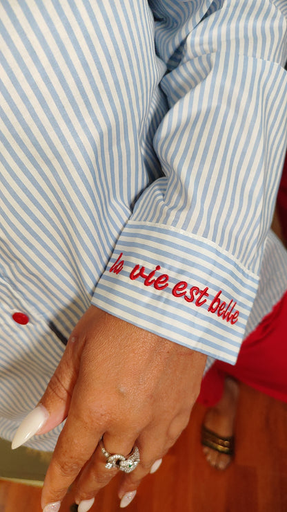 Chemise rayée La vie est belle