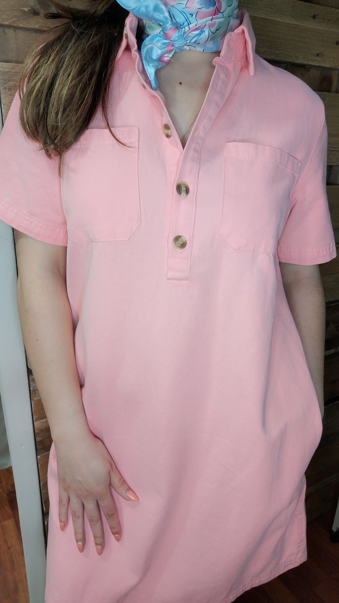 Robe jean rose tendre