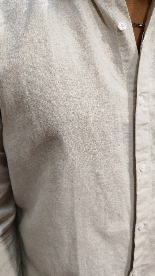 Chemise 100% lin beige