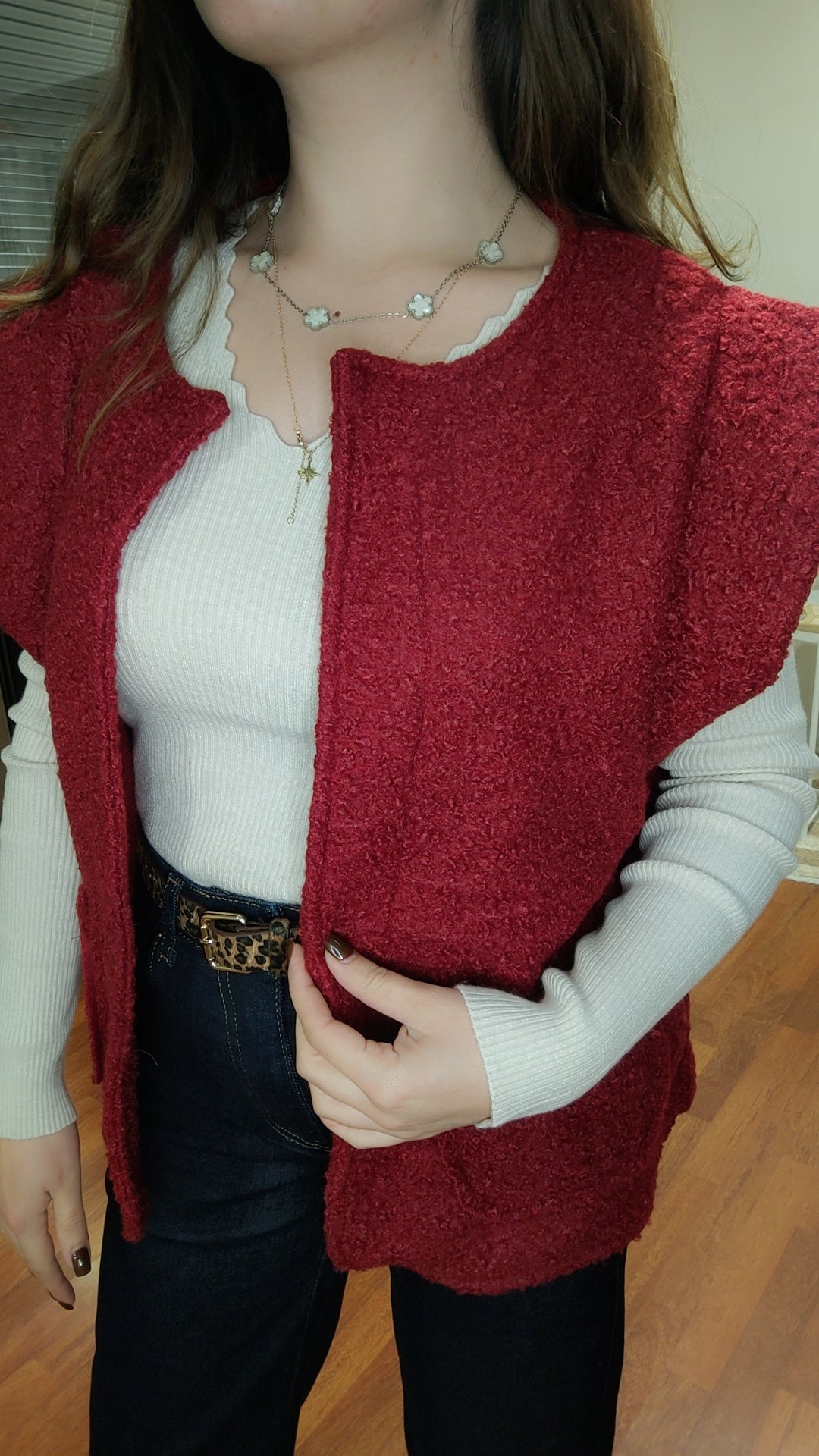 Gilet sans manches teddy choco ou bordeaux