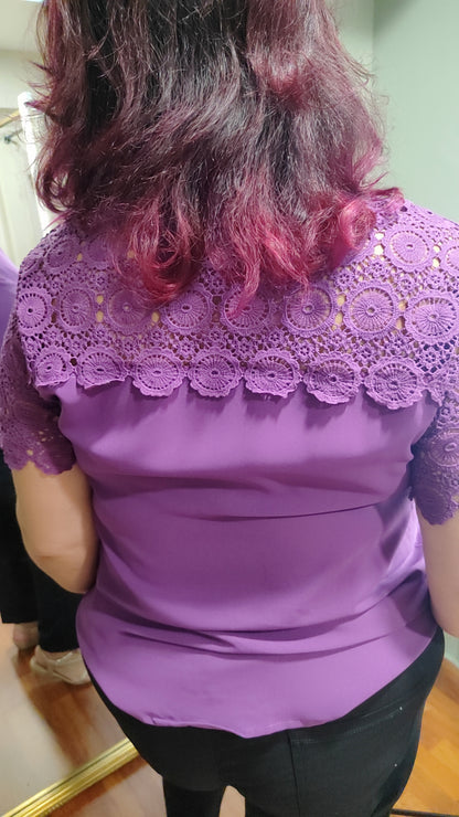 Top violet dentelle