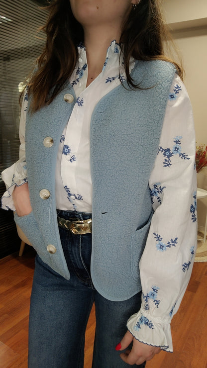 Gilet sans manches bleu glacé