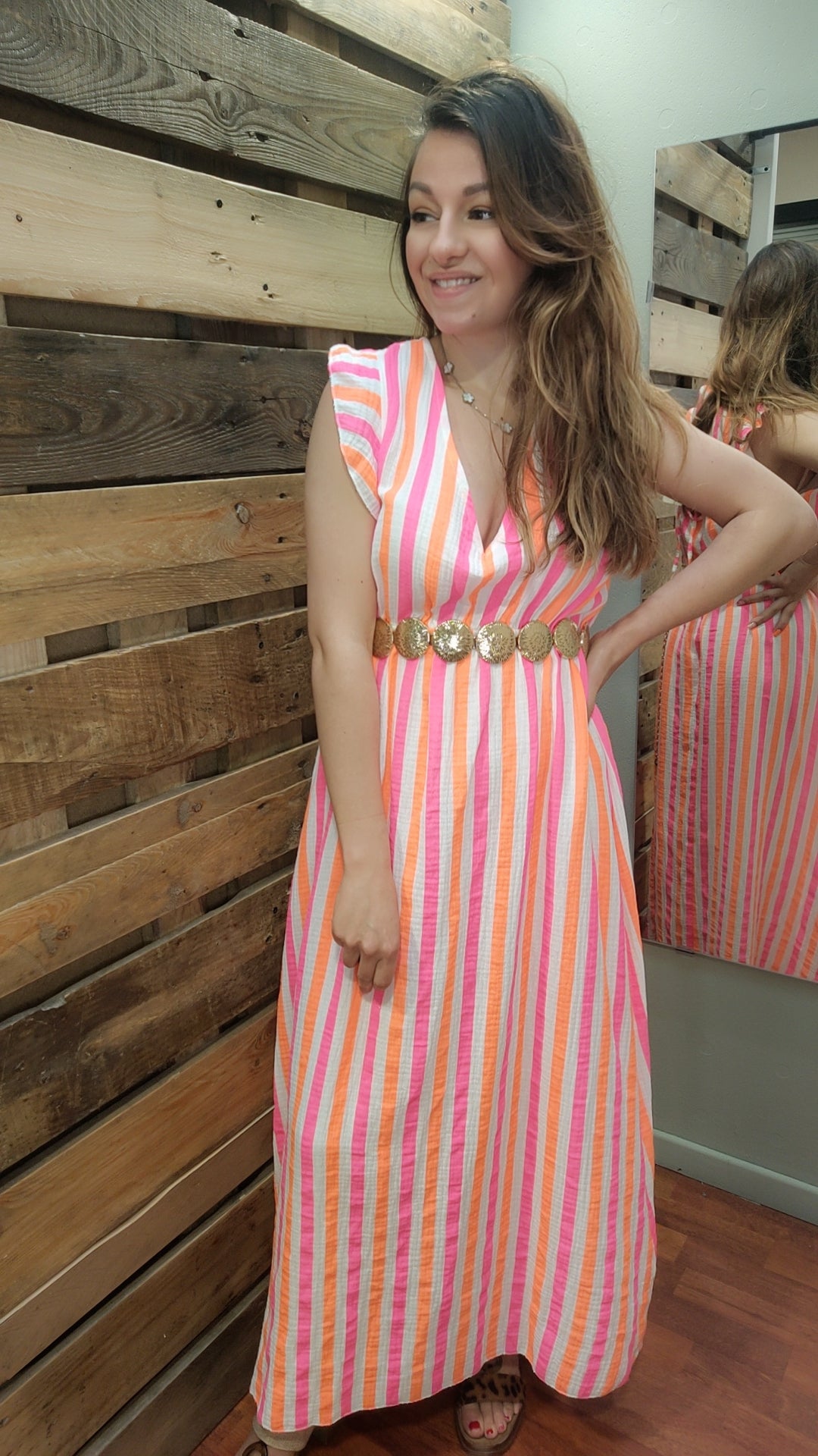 Robe rayée gaze de coton