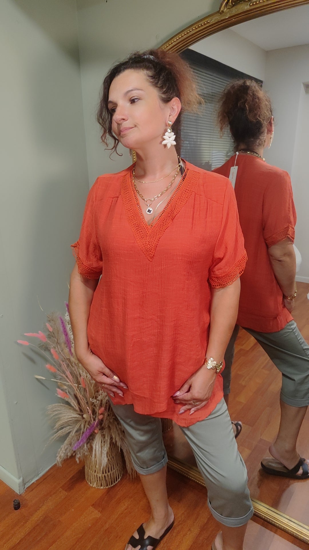 Top terracotta asymétrique