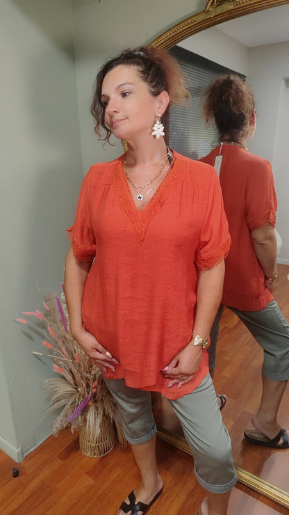 Top terracotta asymétrique