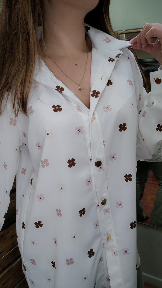 Chemise blanche petites fleurs