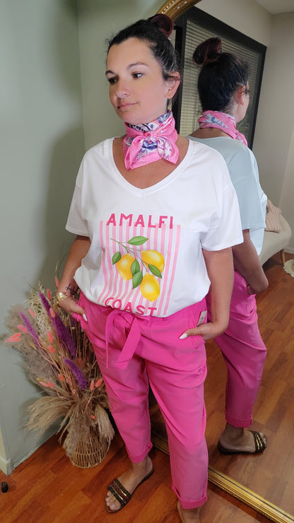Pantalon taille haute ceinturé