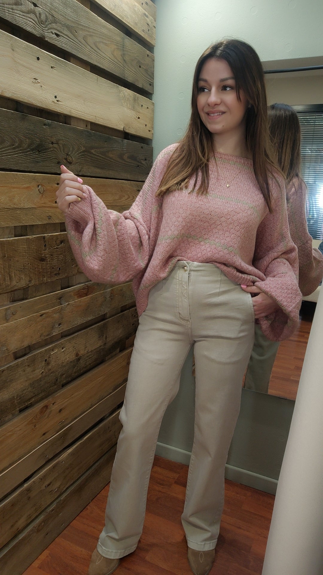 Jean wide leg boutons