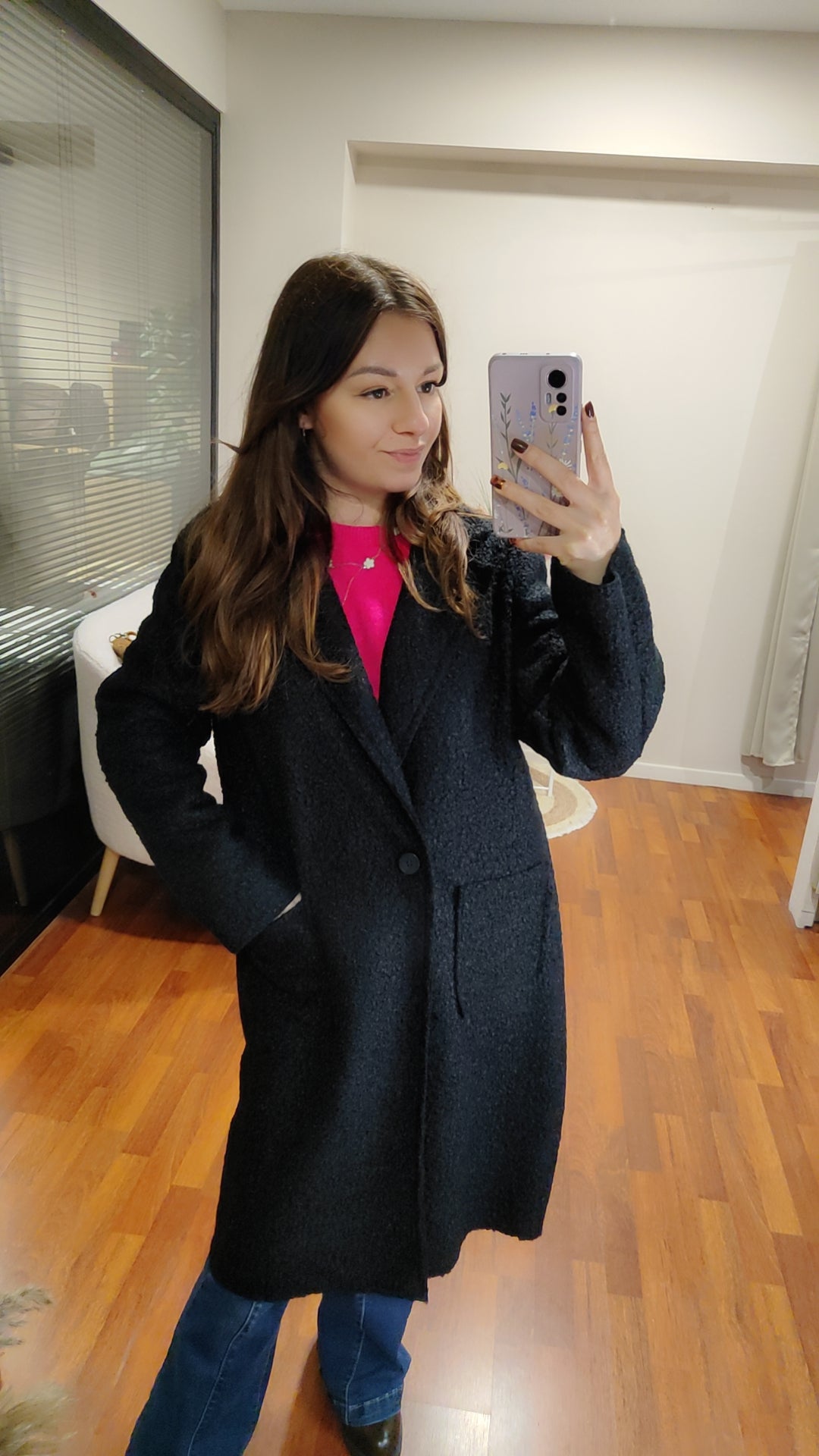 Manteau bouclette mi-long (plusieurs coloris)