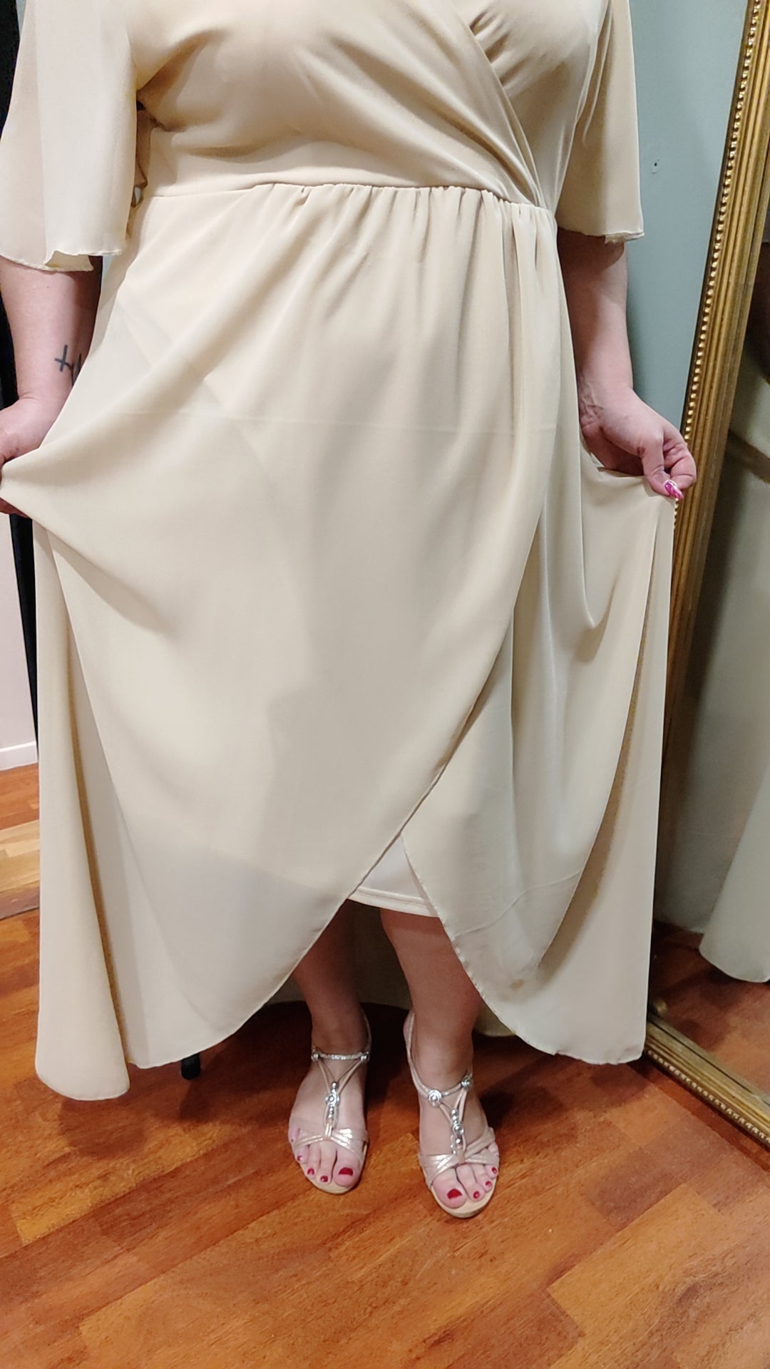 Robe mousseline beige